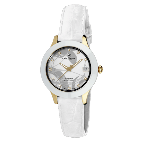Christina London Ceramisk dameur med diamant og safir fra Collect serien  Dameur, 308GWW