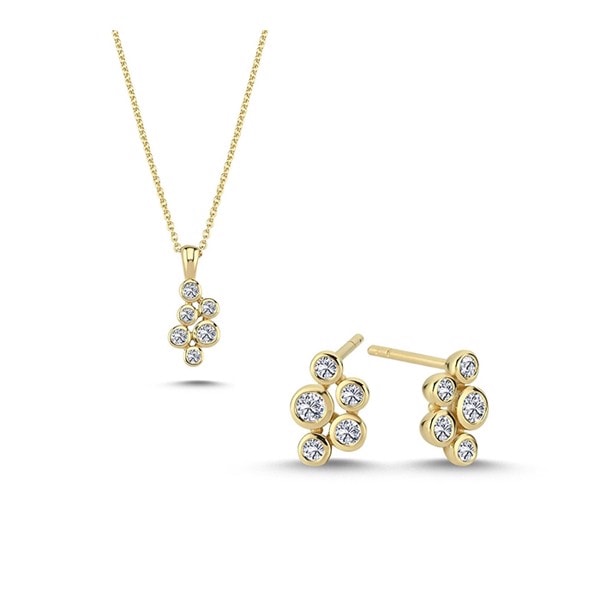 14 kt rødguld Bubbles smykkesæt med i alt 0,45 ct diamanter Wesselton SI