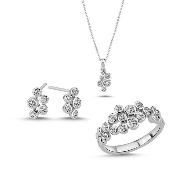 14 kt hvidguld Bubbles smykkesæt med i alt 0,83 ct diamanter Wesselton SI