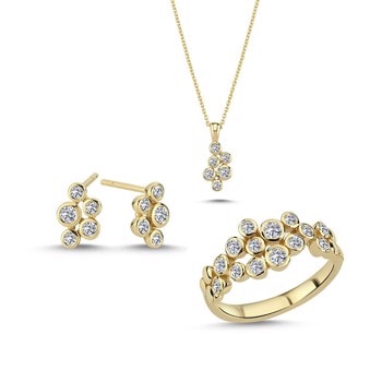 14 kt rødguld Bubbles smykkesæt med i alt 0,83 ct diamanter Wesselton SI