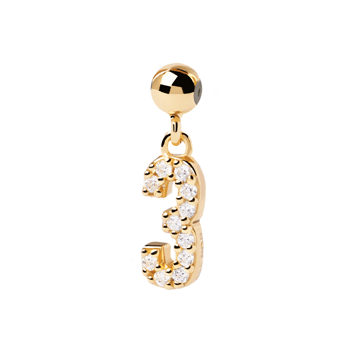 PDPAOLA Number 3 charm forgyldt sølv