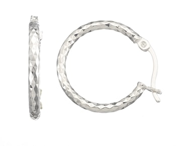 Creol diamantskåret diameter 15mm  sterling sølv