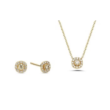 14 kt rødguld Champagne smykkesæt med i alt 0,48 ct  diamanter Champagne / Wesselton SI
