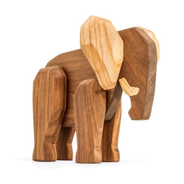 Fablewood Far Elefant-Gigantisk. Rolig. Magtfuld.-Træfigur sammensat med magneter