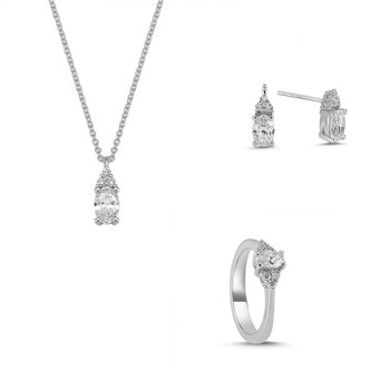 14 kt hvidguld Dahlia smykkesæt med i alt 1,28 ct diamanter Wesselton SI