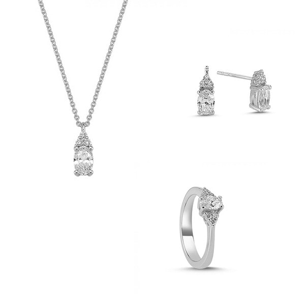 14 kt hvidguld Dahlia smykkesæt med i alt 1,28 ct diamanter Wesselton SI
