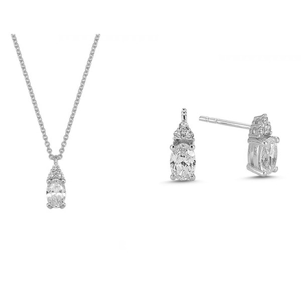 14 kt hvidguld Dahlia smykkesæt med i alt 0,92 ct diamanter Wesselton SI