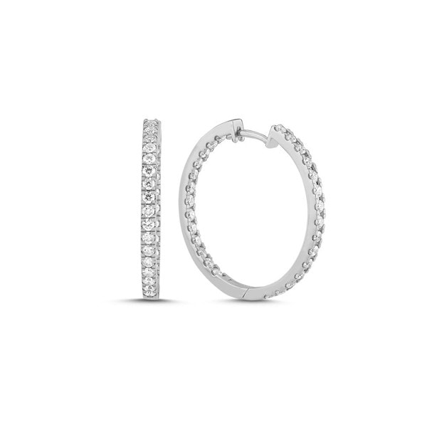 14 kt hvidguld Diamond creols ørecreoler med i alt 1,00 ct diamanter Wesselton SI