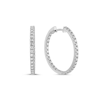 14 kt hvidguld Diamond creols ørecreoler med i alt 1,24 ct diamanter Wesselton SI