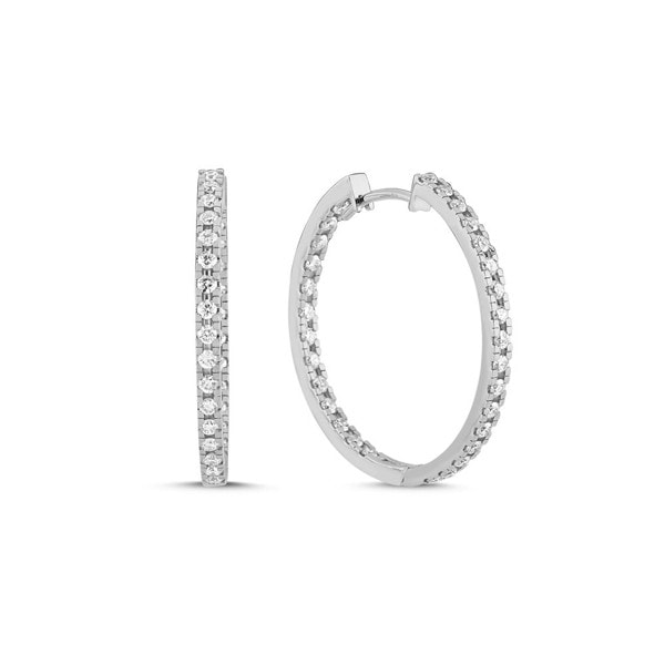 14 kt hvidguld Diamond creols ørecreoler med i alt 1,24 ct diamanter Wesselton SI