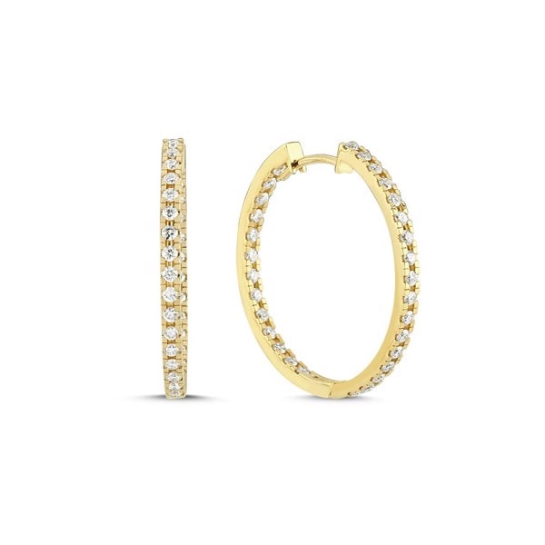 14 kt guld Diamond creols ørecreoler med i alt 1,24 ct diamanter Wesselton SI