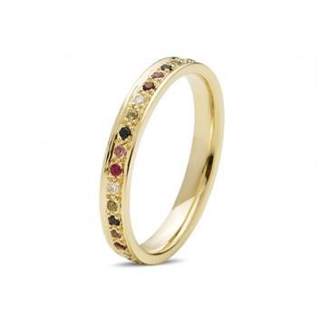 Diwa 14 kt rødguld multifarvet alliance ring, fra Nuran