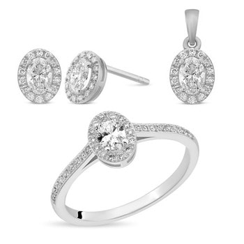 14 kt hvidguld Elvira smykkesæt med i alt 1,05 ct diamanter Wesselton SI