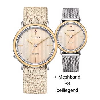 Citizen Egodrive Elegance Ambiluna Stål med forgyldt lynette Eco drive  dame ur, model EM1006-40A