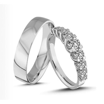 14 kt hvidguld Empire vielsesringe vælg imellem 0,24 ct til 1,00 ct i dameringen