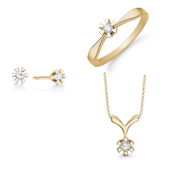 Aagaard 14 kt rødguld Eternity 6 grab smykkesæt med 4 x 0,05-1,00 ct Diamanter