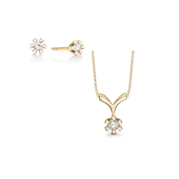 Aagaard 8 kt rødguld Eternity 6 grab smykkesæt-0,03 til 0,05 ct diamanter