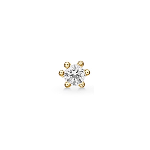 Smuk forgyldt ørestik I 2,5mm med 6 grab med syntetisk cubic zirkonia. fra Støvring Design