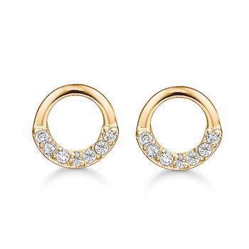 Støvring Design sterling sølv Øreringe, Cirkel med forgyldt overflade og zirkonia, model F10239850