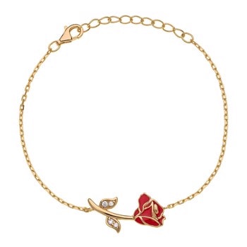 Disney's Sødt forgyldt armbånd med rosen fra Skønheden og udyret