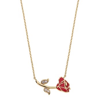 Disney's Sød forgyldt collier med rosen fra Skønheden og udyret