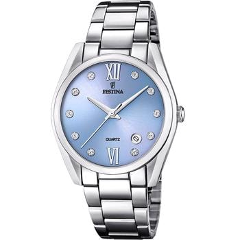Festina Ladies Boyfriend Stål med zikoner på skiven quartz dame ur, model F16790/B