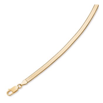 Forgyldt slange armbånd 4,5 mm bred og 19 cm lang