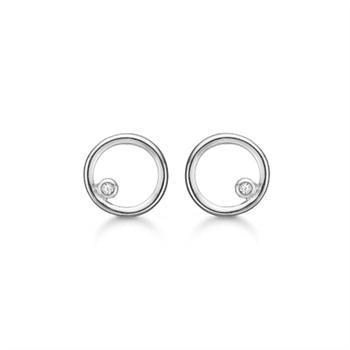 Støvring Design's smukke forgyldte ørestikker, 9 mm cirkel med lille 0,005 karat diamant (OBS sølv på billedet)