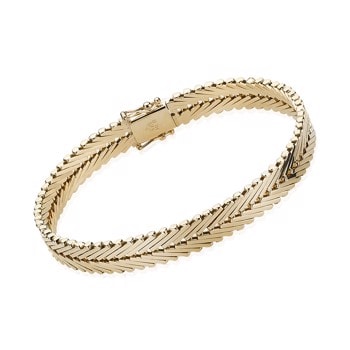 Geneve armbånd i 14 karat massivt guld, 18½ cm og 1 række (7,5 mm)