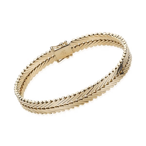 Geneve armbånd i 14 karat massivt guld, 18½ cm og 1 række (7,5 mm)