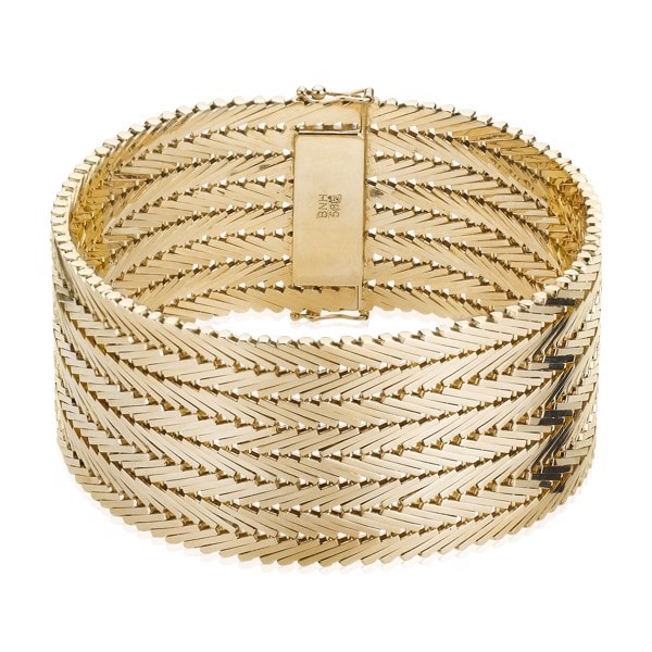 Geneve armbånd i 14 karat massivt guld, 18½ cm og 4 rækker (30,0 mm)