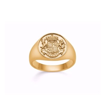 Signet ring I forgyldt stål med emblem 