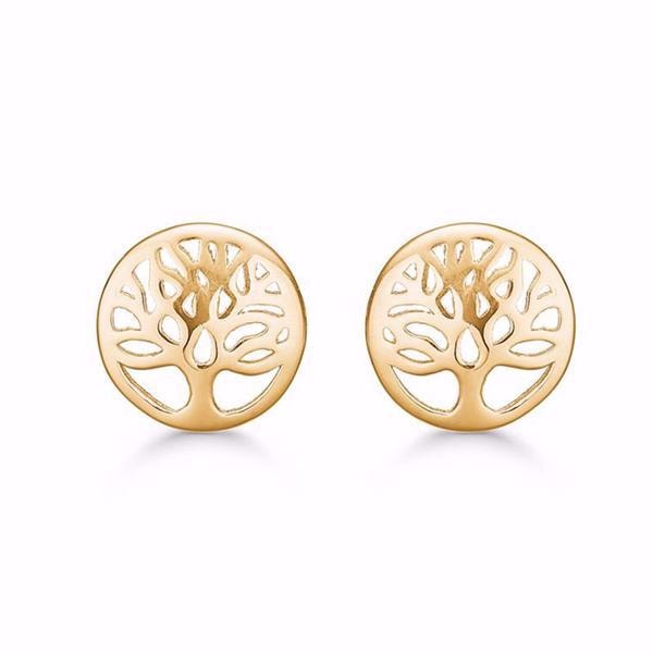 Guld & Sølv design 8 karat guld ørestikker, Livets træ med  overflade, Ø 8,5 mm