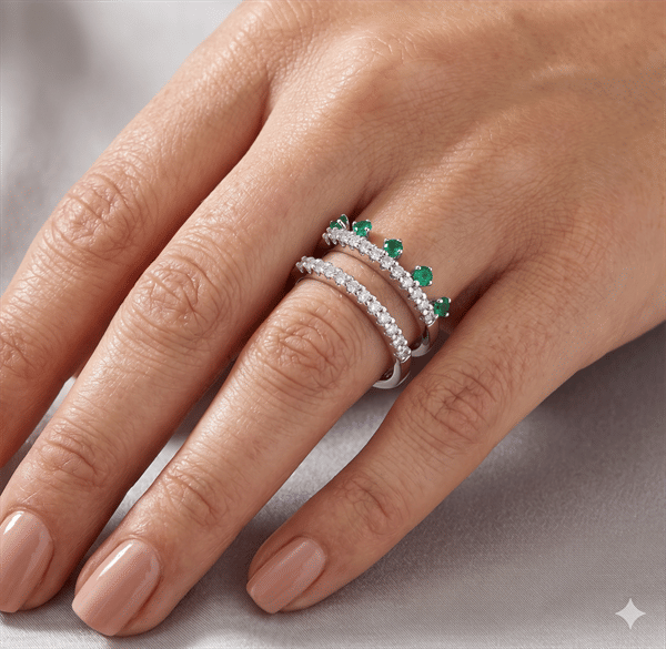 Margherita ringe i 18 kt hvidguld med diamanter