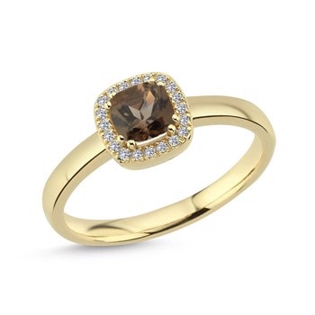 14 kt guld Grace røg topas ring med i alt 0,10 ct diamanter Wesselton SI