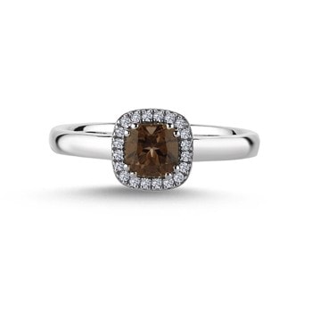 14 kt hvidguld Grace ring med Røg topas og i alt 0,12 ct diamanter Wesselton SI