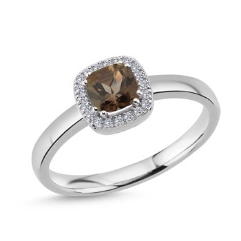 14 kt hvidguld Grace røg topas ring med i alt 0,10 ct diamanter Wesselton SI