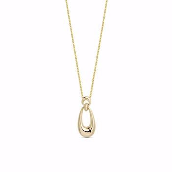 Guld & Sølv Design forgyldt oval vedhæng med zirkonia og kæde 45 cm