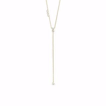 Guld & Sølv Design forgyldt y-kæde med zirkonia 42+5 cm
