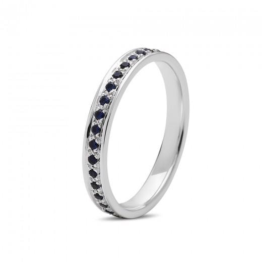 Diwa 14 kt hvidguld Blå safir alliance ring, fra Nuran