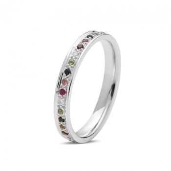 Diwa 14 kt hvidguld multifarvet alliance ring, fra Nuran