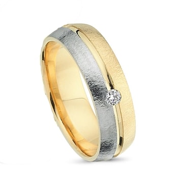 Bicolour hamret 14 karat Guld / hvidguld Damering