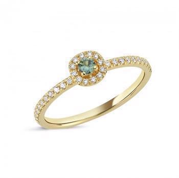 Nuran 14 kt rødguld fingerring, fra Sofia serien med 1 x 0,08 ct Grøn Safir & 32 x 0,005 ct diamanter Wesselton SI