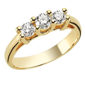 14 kt rødguld fingerring, fra Tria serien med 1 x 0,08 ct & 2 x 0,04 ct Diamant Wesselton SI
