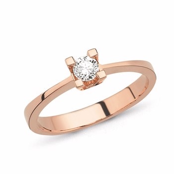 Nuran 14 kt rosaguld fingerring, fra Star 4 grab serien med 1 x 0,03 ct Diamanter Wesselton SI