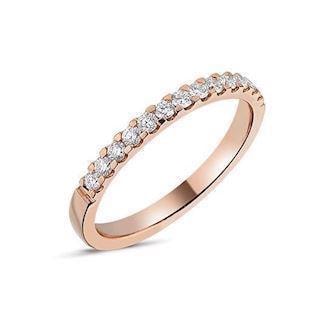 Memories by Nuran, 14 karat rosaguld 2,25 mm ring med 13 x 0,02 ct brillanter, ialt 0,26 ct