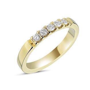 Memories by Nuran, 14 karat guld 2,8 mm ring med 5 x 0,05 ct brillanter og total 0,25 ct