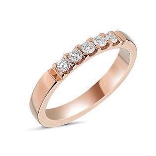 Memories by Nuran, 14 karat rosaguld 2,8 mm ring med 5 x 0,05 ct brillanter, ialt 0,25 ct