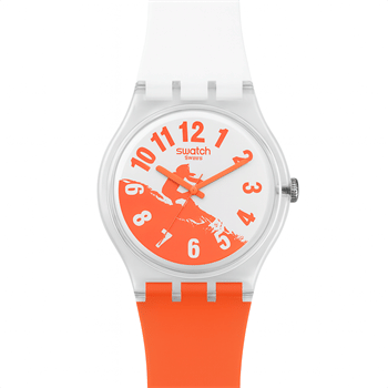 Tofarvet Moschino ur i orange og hvidt