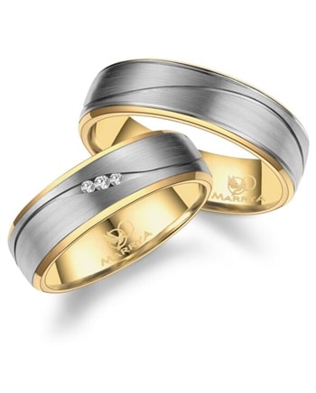 Marrya Titanium med forgyldning Vielsesringe med 3 stk Zirkonia